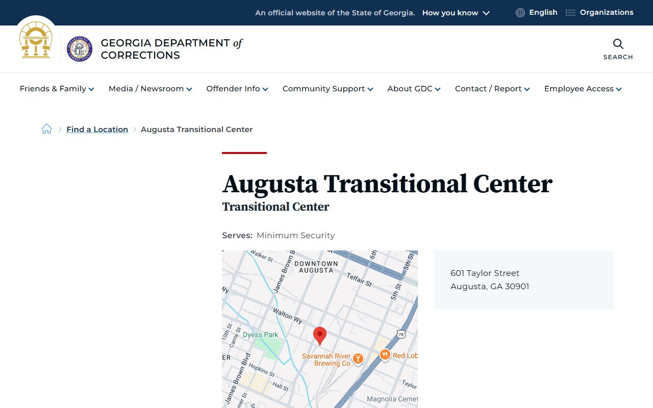 Augusta Transitional Center GDC custody search facility profile